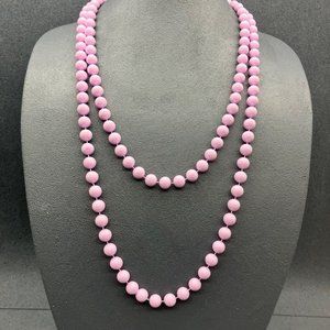 Long Light Purple Necklace 60 Inches Round Beads Retro Vintage Soft Girl Cottage